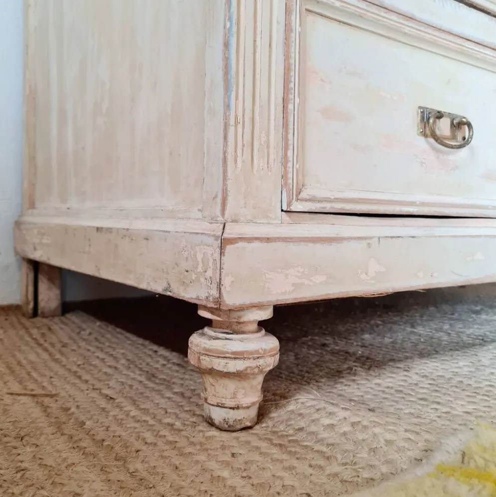 Meuble de métier, de mercerie - commode haute patinée