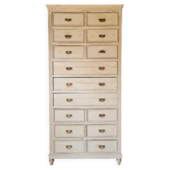 Meuble de métier, de mercerie - commode haute patinée