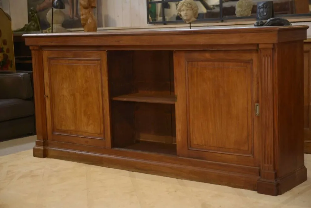 Meuble de métier en acajou à trois portes coulissantes 1920’s