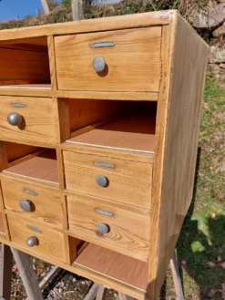 meuble de métier en bois, meuble à tiroirs