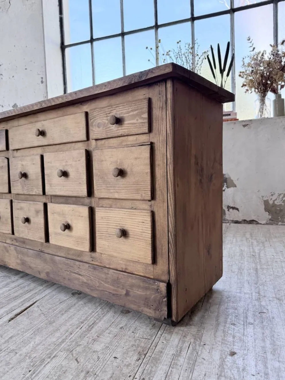 Meuble de métier 1950 en pin