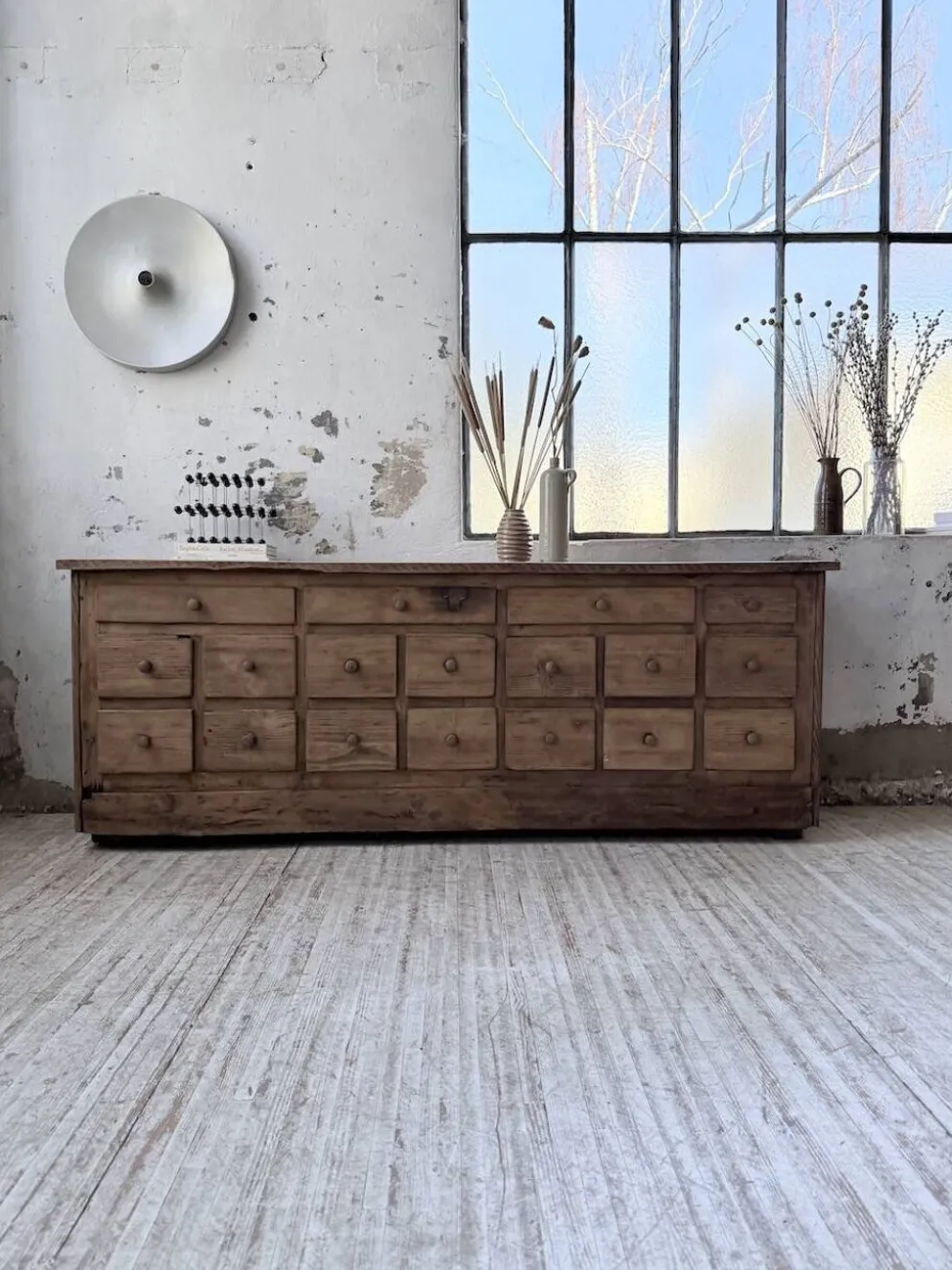Meuble de métier 1950 en pin