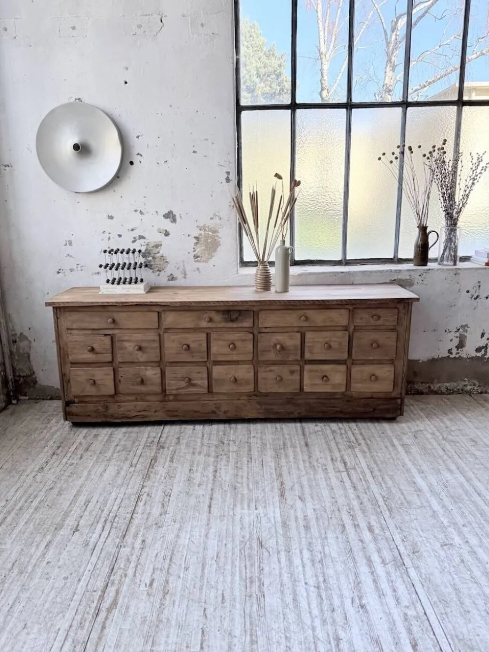 Meuble de métier 1950 en pin