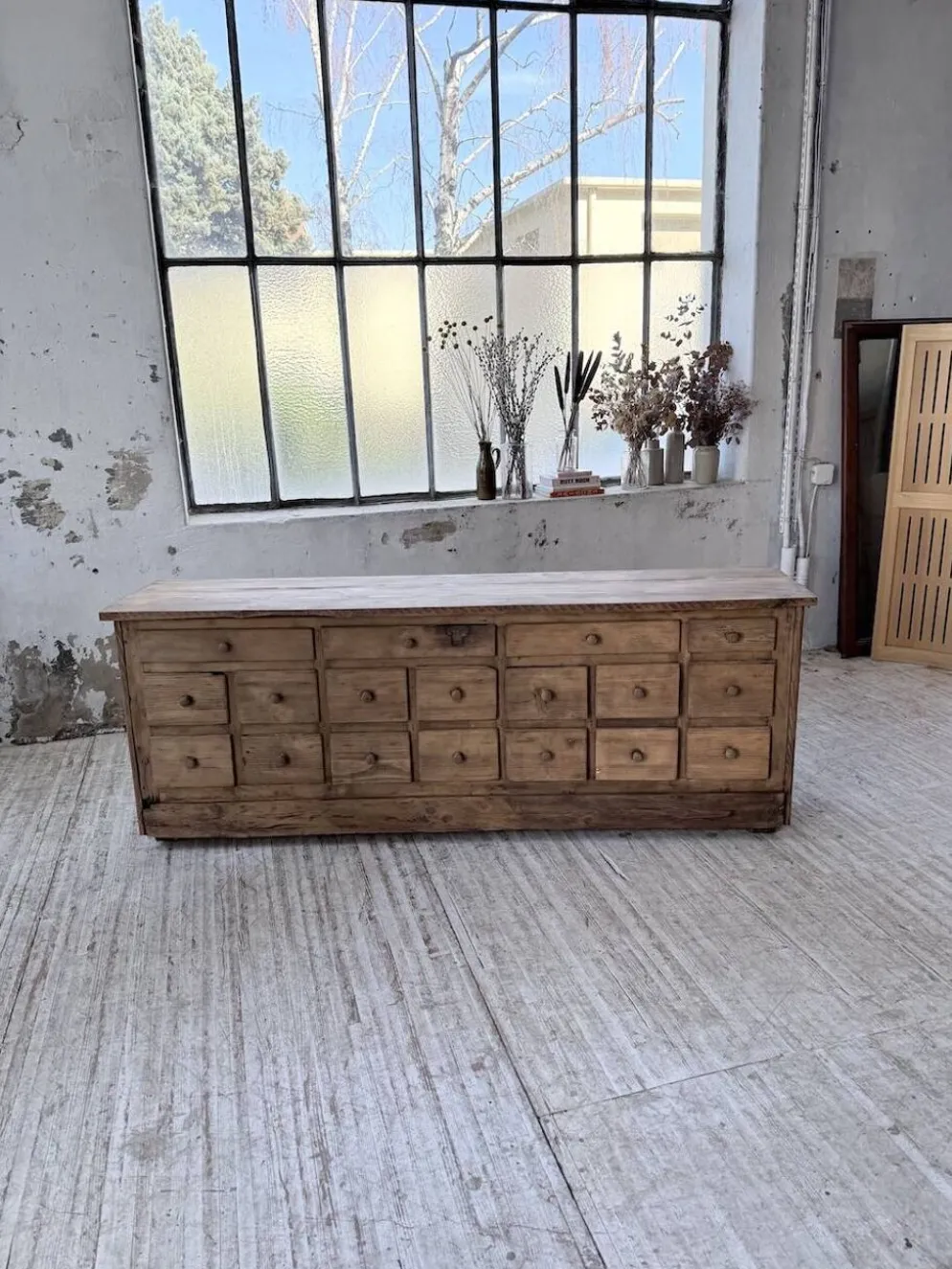 Meuble de métier 1950 en pin
