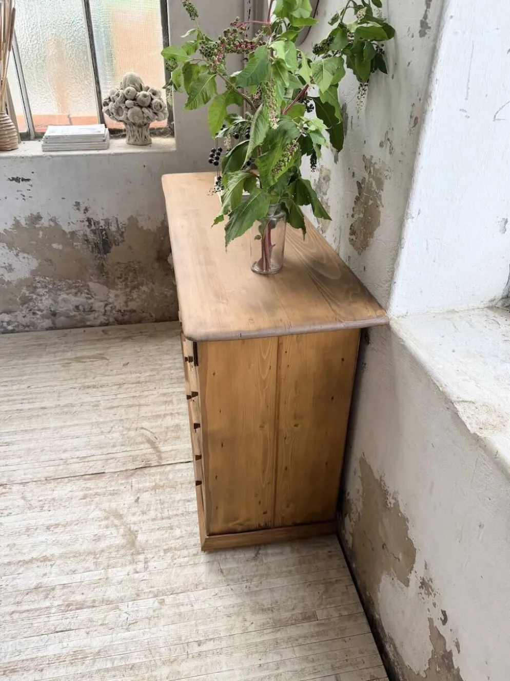 Meuble de métier en pin 1950
