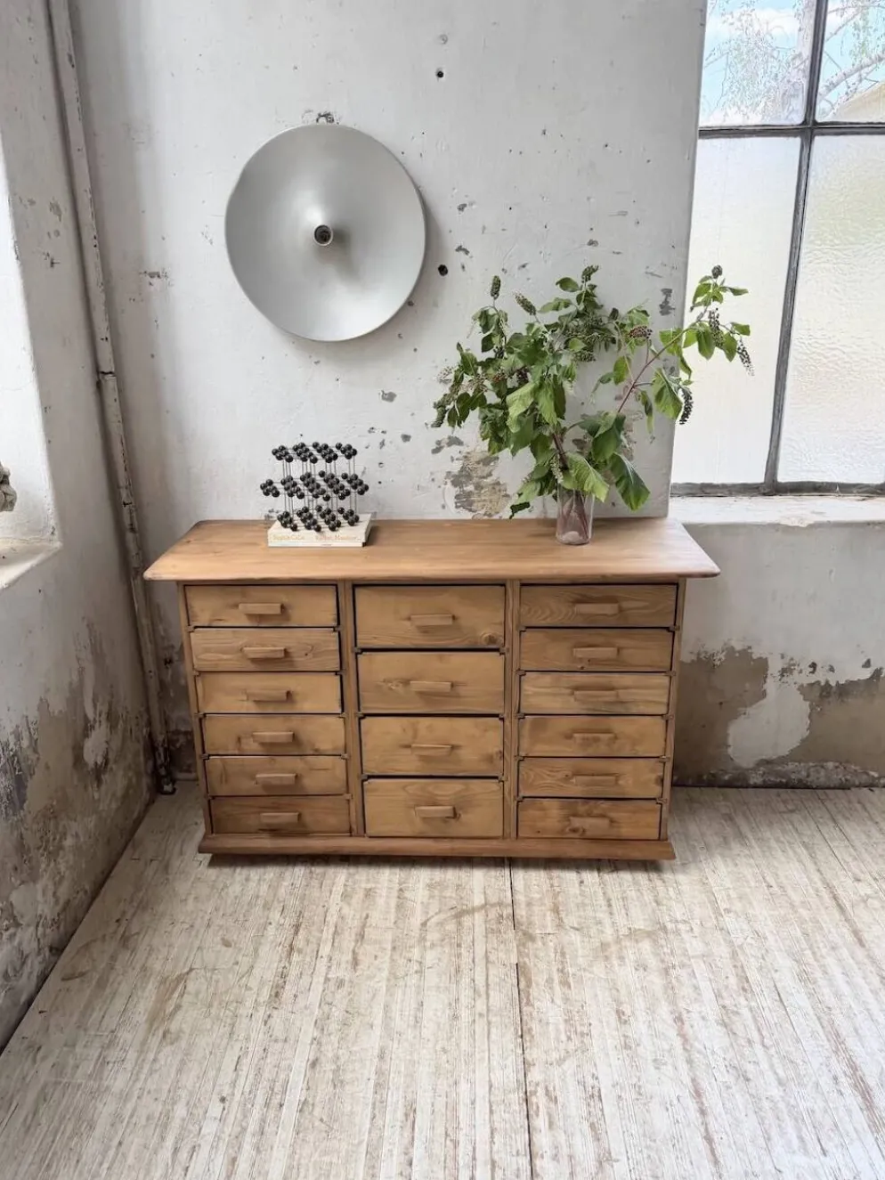 Meuble de métier en pin 1950