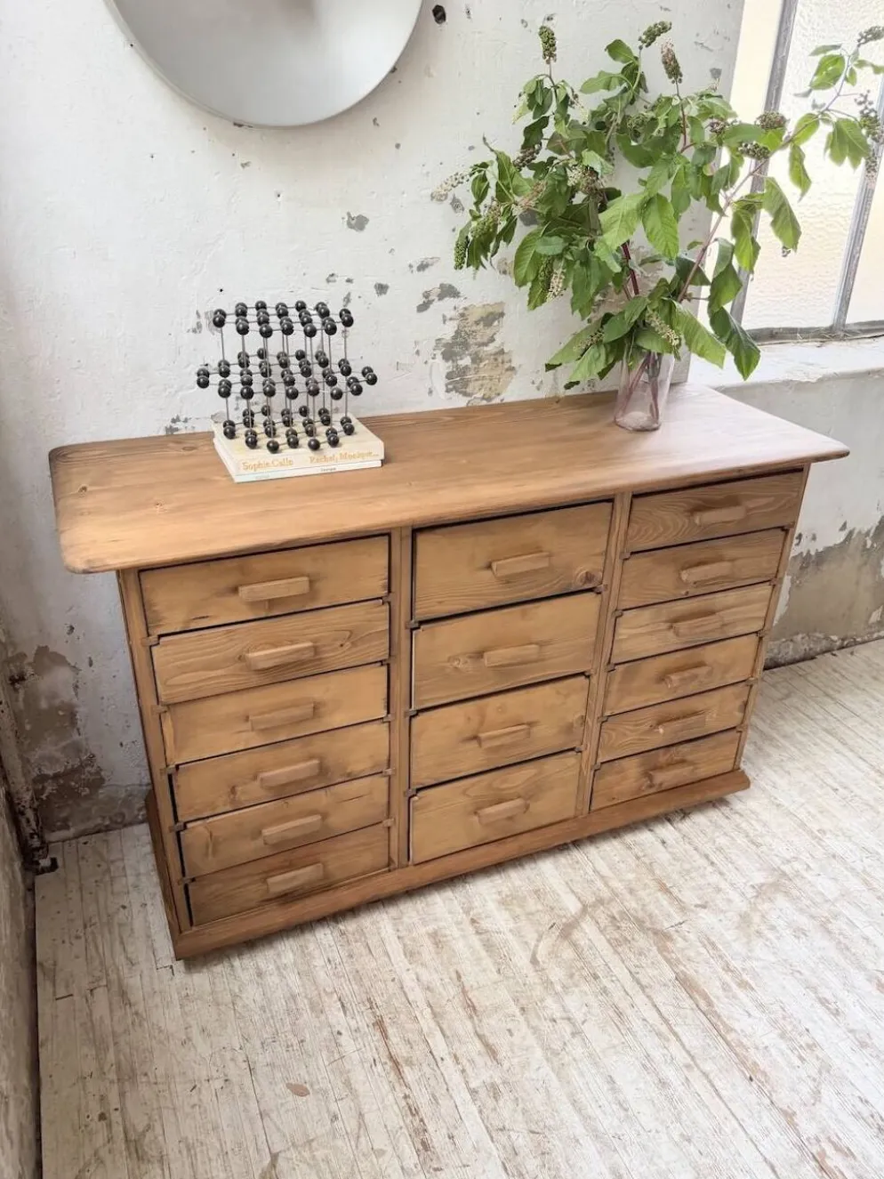 Meuble de métier en pin 1950