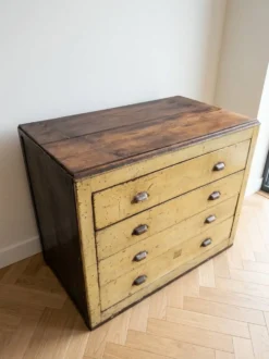 Meuble de métier fer et bois années 40