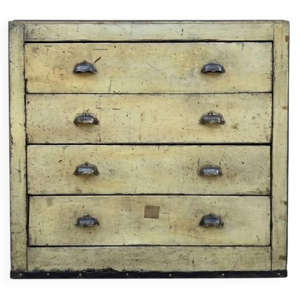 Meuble de métier fer et bois années 40