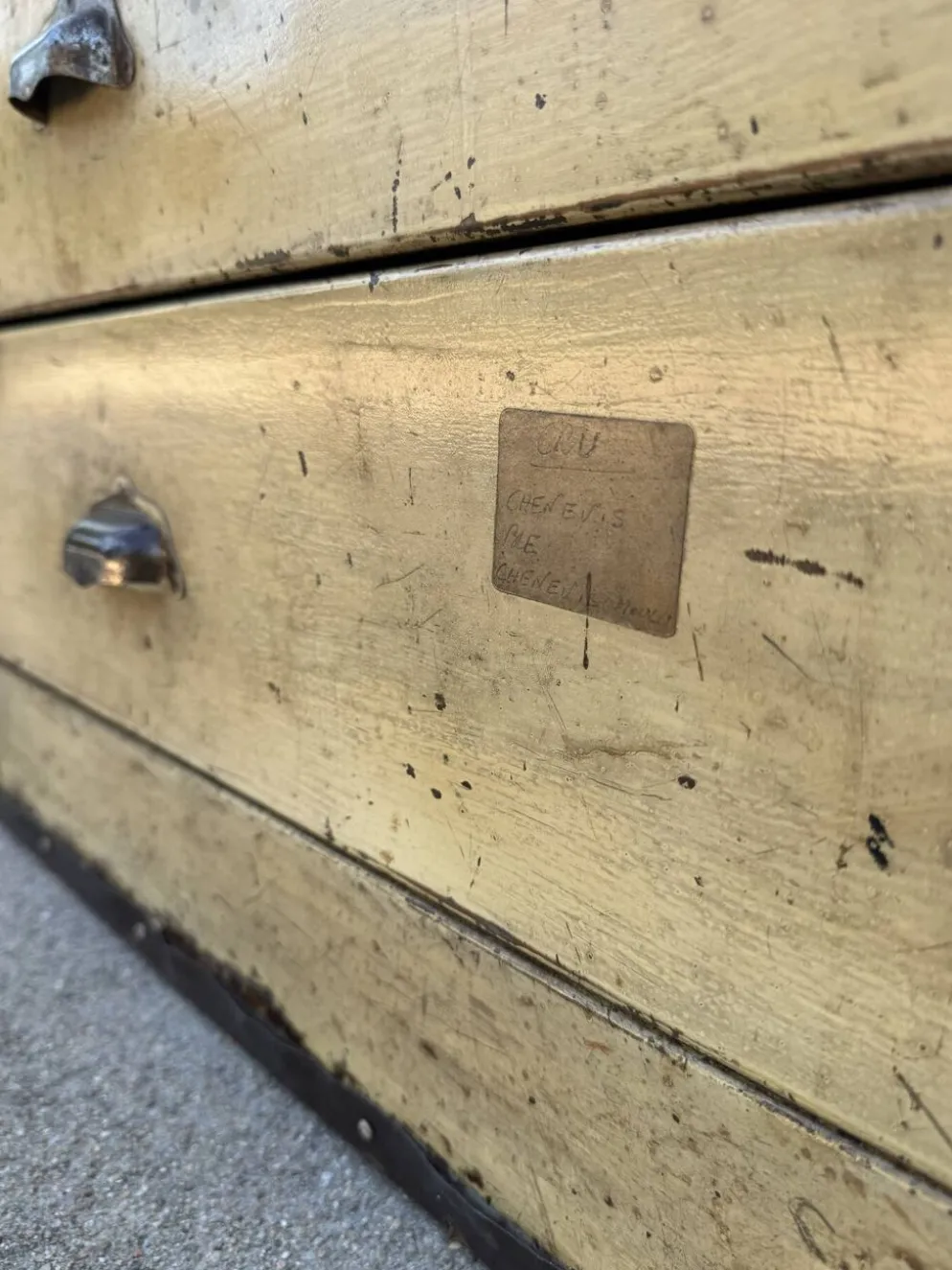 Meuble de métier fer et bois années 40