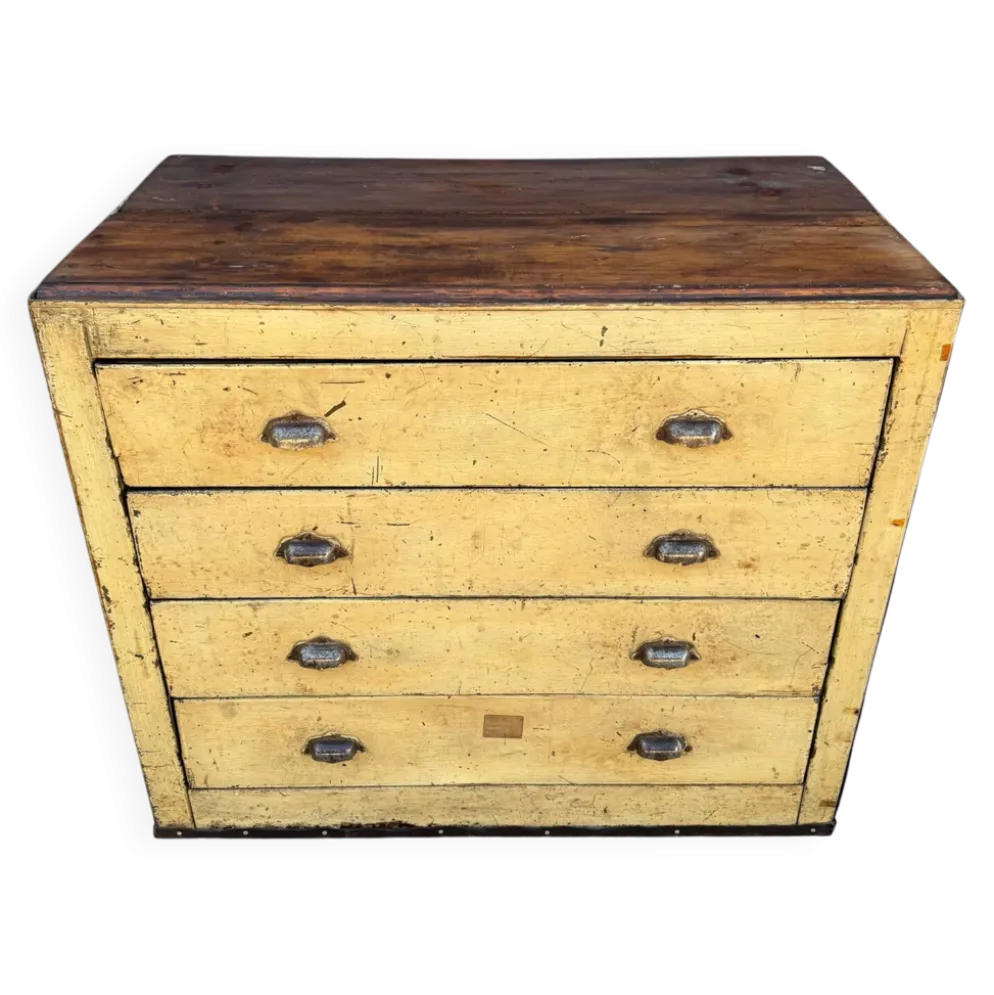 Meuble de métier fer et bois années 40