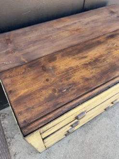 Meuble de métier fer et bois années 40