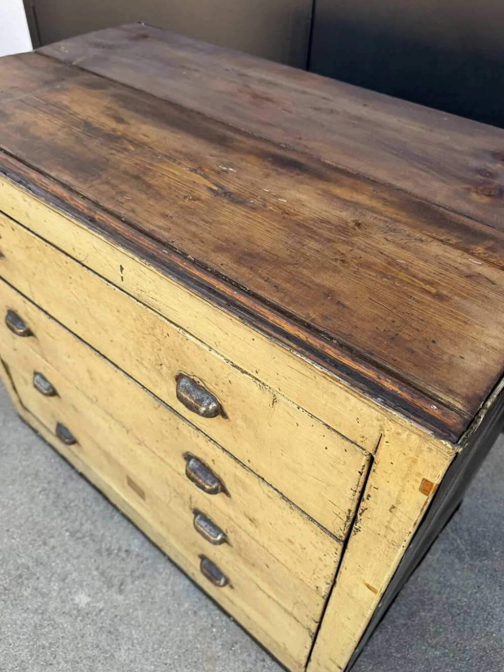 Meuble de métier fer et bois années 40