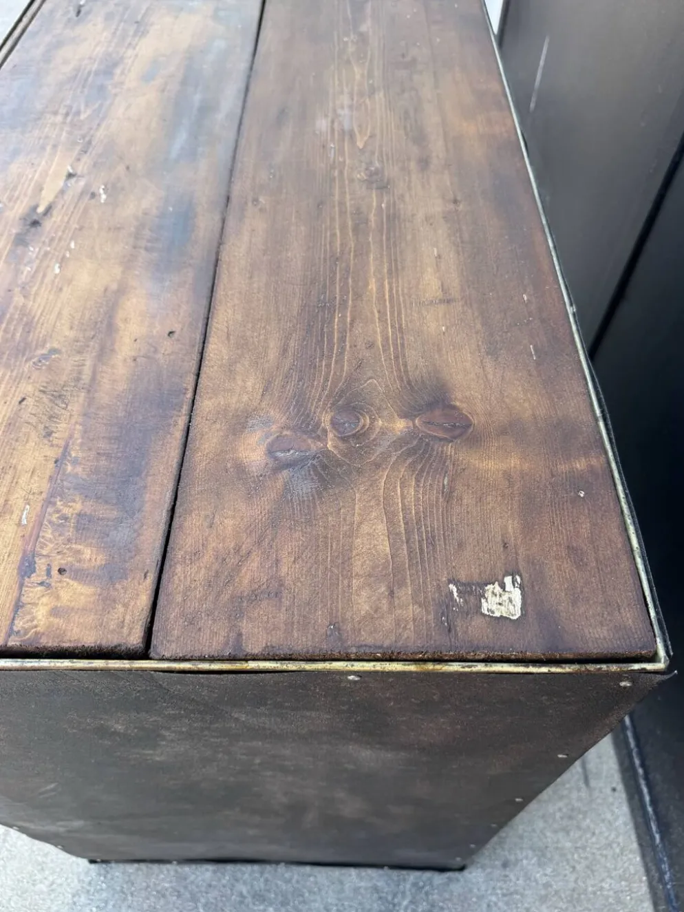 Meuble de métier fer et bois années 40