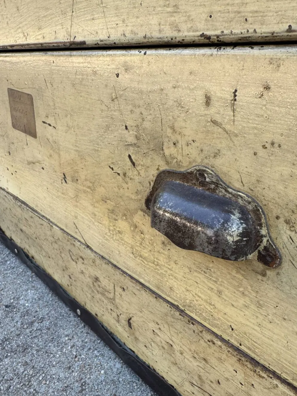 Meuble de métier fer et bois années 40