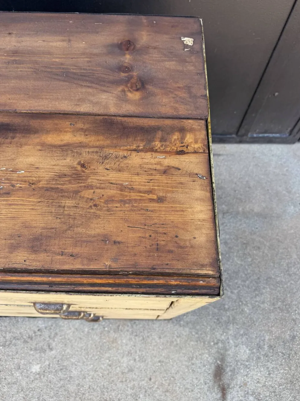 Meuble de métier fer et bois années 40