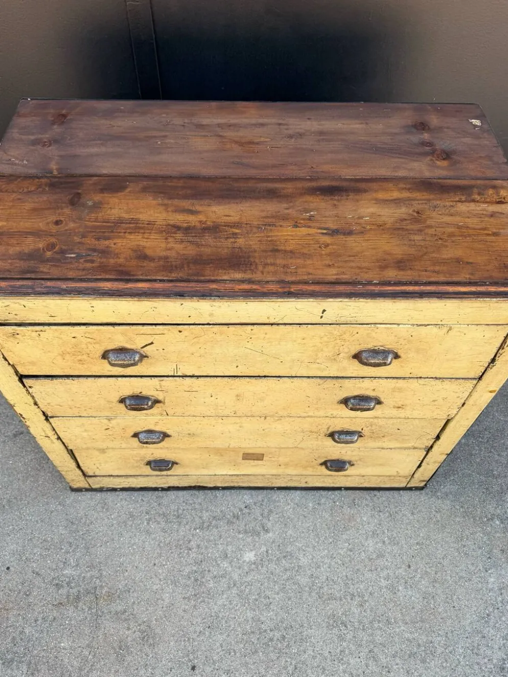 Meuble de métier fer et bois années 40