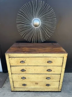 Meuble de métier fer et bois années 40
