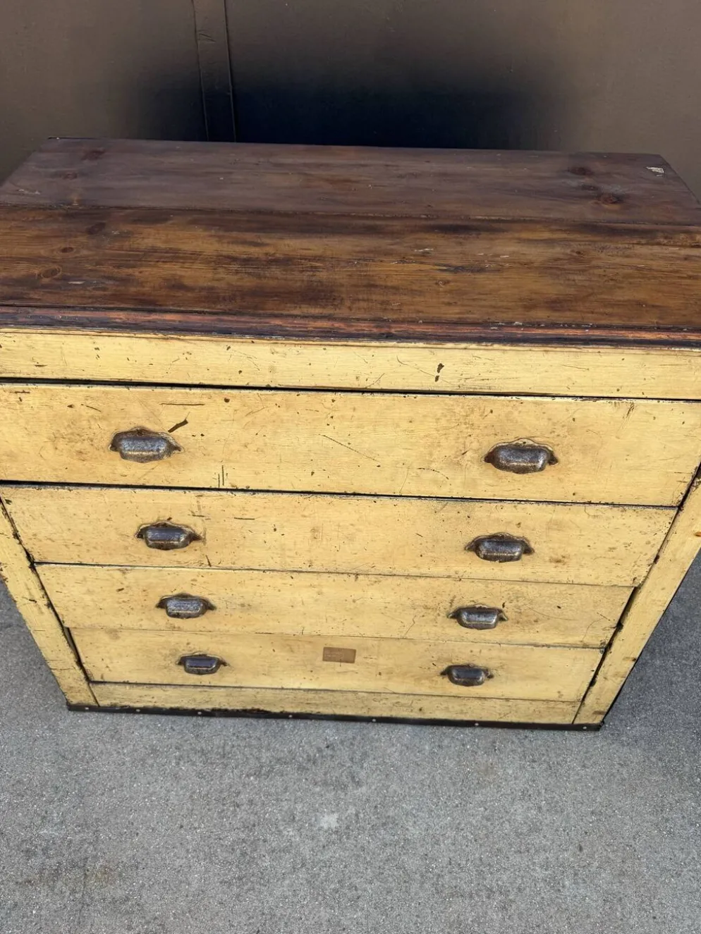 Meuble de métier fer et bois années 40