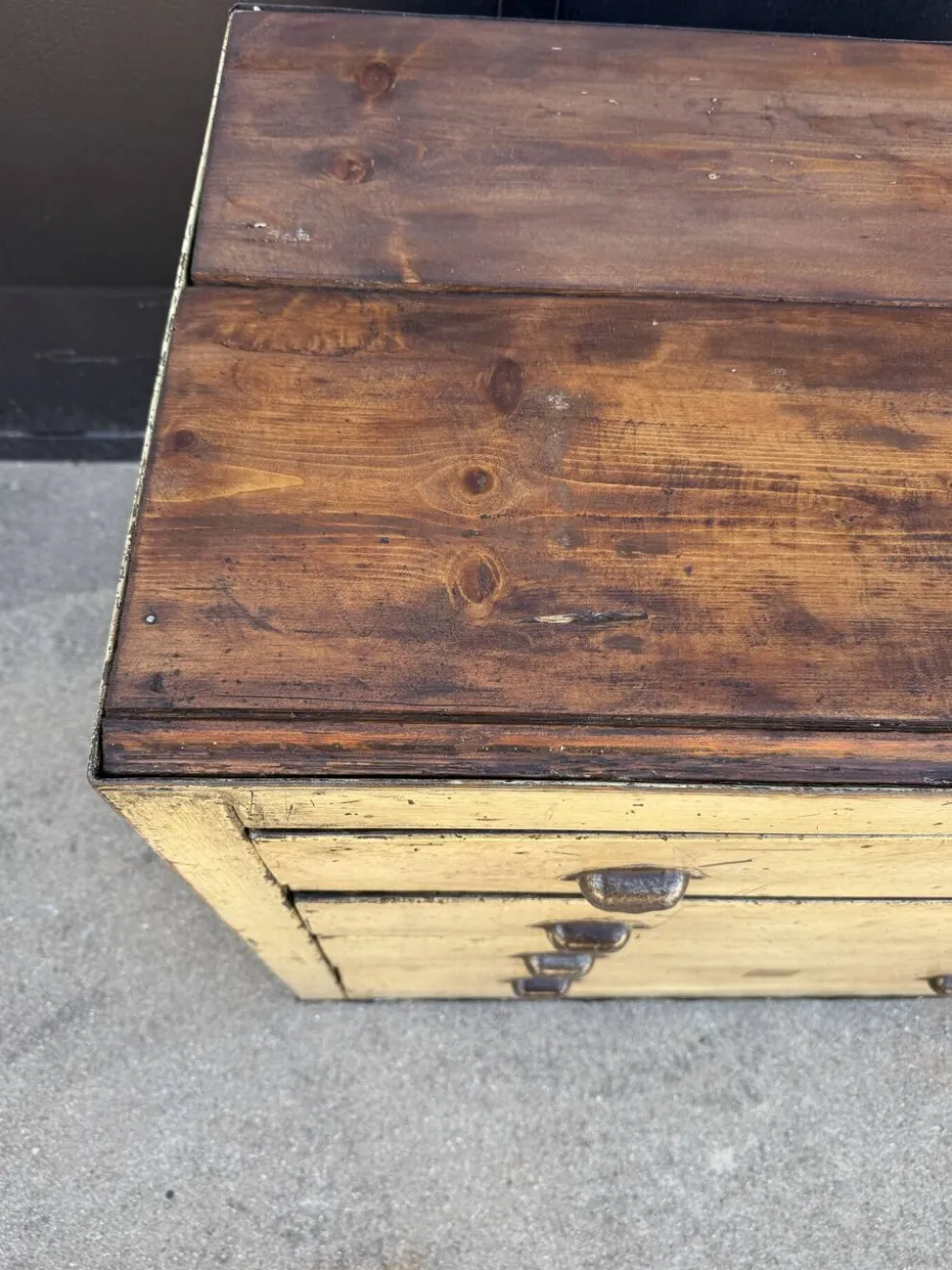 Meuble de métier fer et bois années 40
