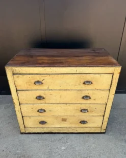 Meuble de métier fer et bois années 40