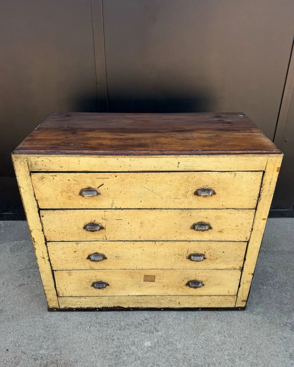Meuble de métier fer et bois années 40