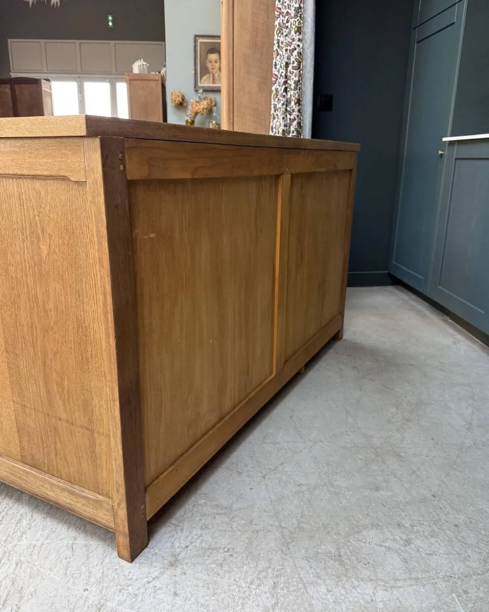 Meuble de métier, îlot en chêne (rénové)