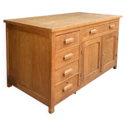 Meuble de métier, îlot en chêne (rénové)