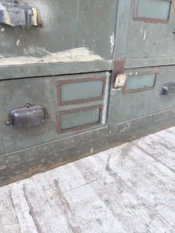 Meuble de métier patiné bleue à tiroirs XL chêne hêtre