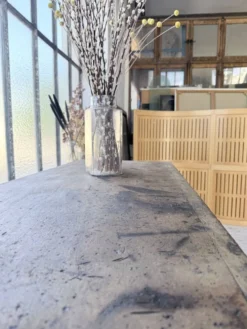 Meuble de métier patiné bleue à tiroirs XL chêne hêtre