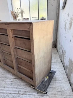 Meuble de métier patiné bleue à tiroirs XL chêne hêtre