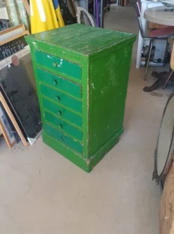 Meuble de métier vintage 6 tiroirs vert