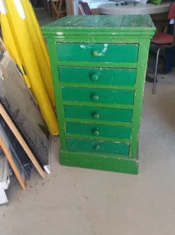 Meuble de métier vintage 6 tiroirs vert