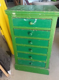 Meuble de métier vintage 6 tiroirs vert