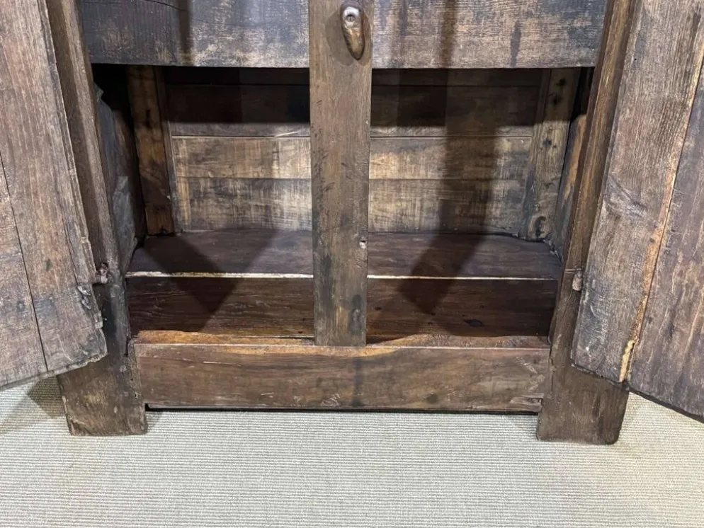 Meuble d'entrée, vestiaire breton en chêne et châtaignier 19ème