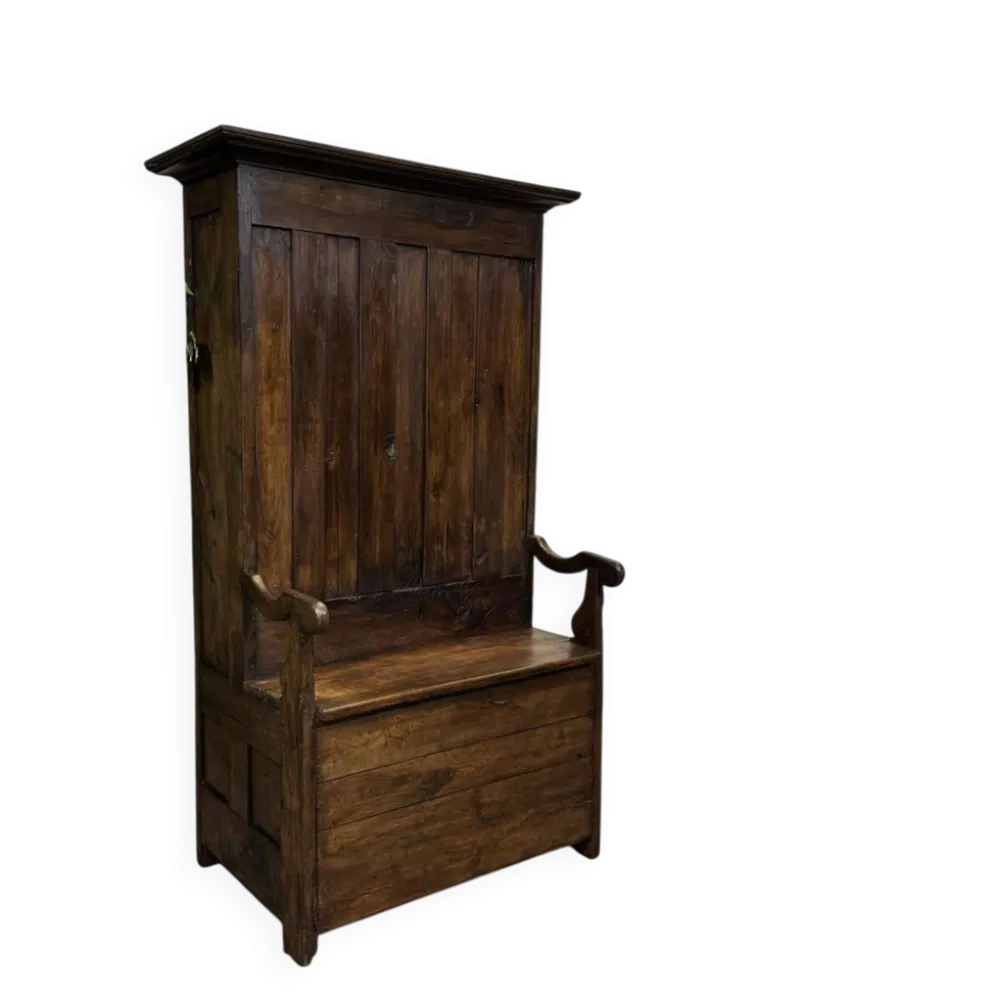 Meuble d'entrée, vestiaire breton en chêne et châtaignier 19ème