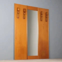 Meuble d’entrée vintage en bois avec miroir, design Italie 1960s-1970s