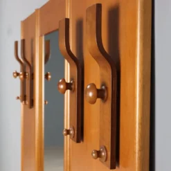 Meuble d’entrée vintage en bois avec miroir, design Italie 1960s-1970s