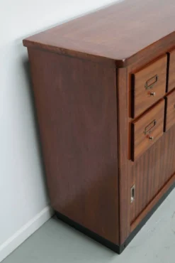 Meuble de rangement/d'apothicaire ou classeur vintage en bois dur hollandais du milieu du siècle