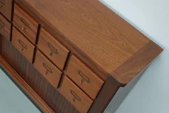 Meuble de rangement/d'apothicaire ou classeur vintage en bois dur hollandais du milieu du siècle