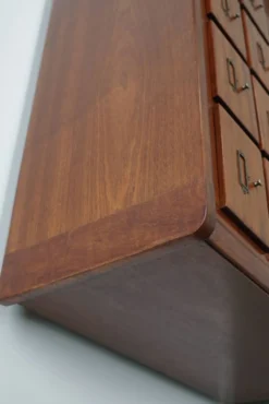 Meuble de rangement/d'apothicaire ou classeur vintage en bois dur hollandais du milieu du siècle