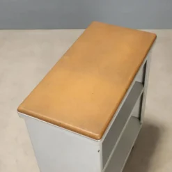 Meuble de rangement vintage en métal et simili cuir, design italien, années 1960