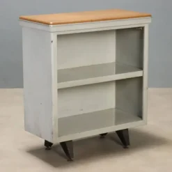 Meuble de rangement vintage en métal et simili cuir, design italien, années 1960