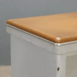 Meuble de rangement vintage en métal et simili cuir, design italien, années 1960