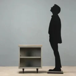 Meuble de rangement vintage en métal et simili cuir, design italien, années 1960