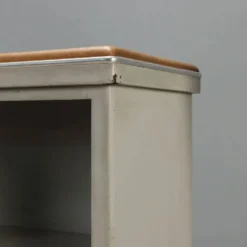 Meuble de rangement vintage en métal et simili cuir, design italien, années 1960