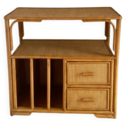 Meuble desserte en rotin 1970