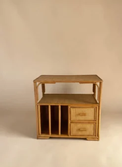Meuble desserte en rotin 1970