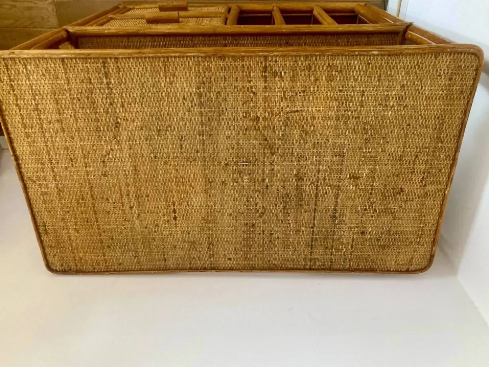 Meuble desserte en rotin 1970