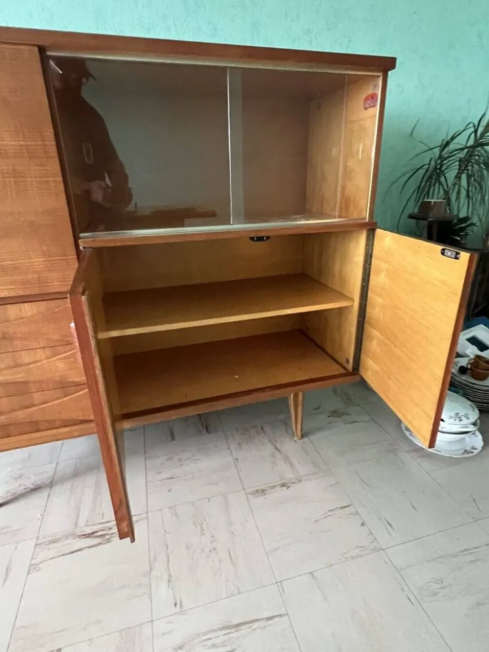 Meuble de style scandinave, de marque "eros " en teck blond, vers 1960